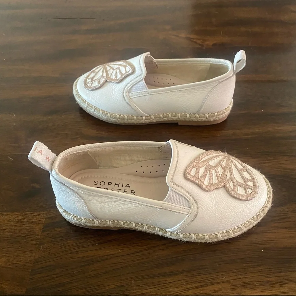 Sophia Webster Embroidered Gold Signature Butterfly Motif Girls Shoes